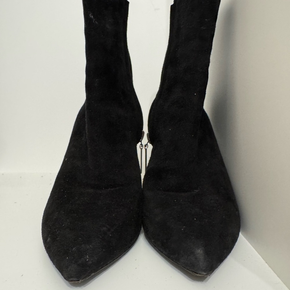 Saint Laurent Lou 100 Suede Heeled Black Ankle Boots